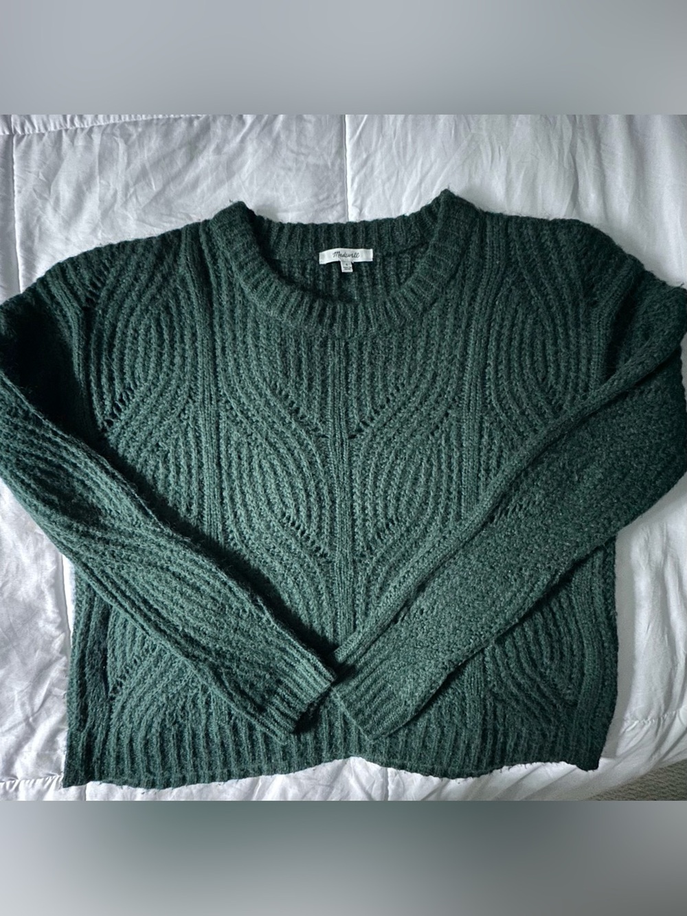 Madewell Forest Green Cable Knit Sweater